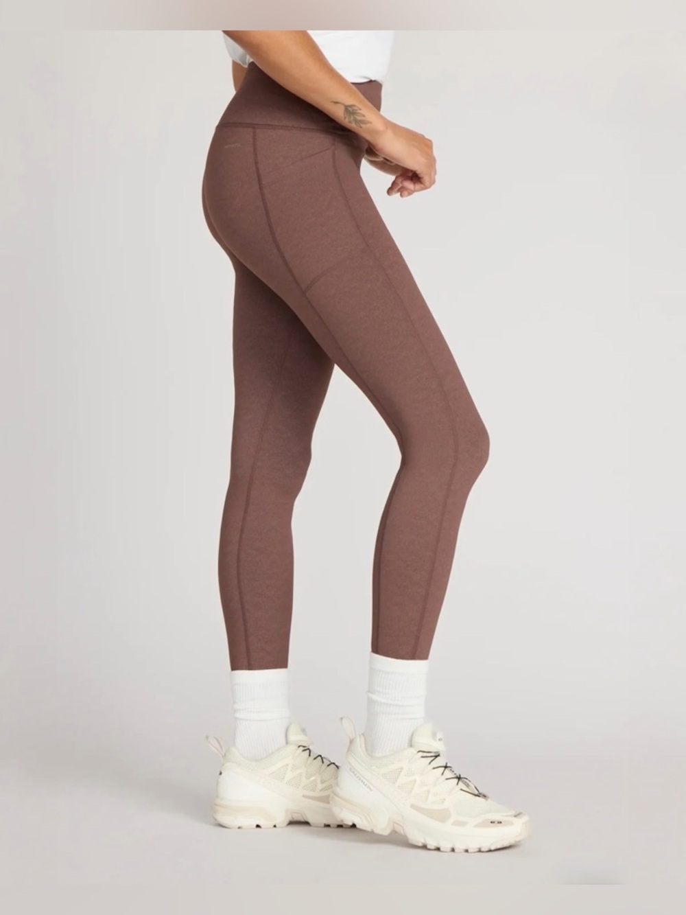 Mondetta High Waisted Leggings XL Brown Chicory Coffee Pockets Activewear